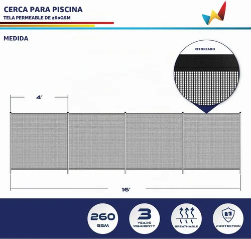 Vista 6 de Windscreen4less - Valla de seguridad para piscinas enterradas, valla de seguridad desmontable con mangas de postes, panel de valla de patio