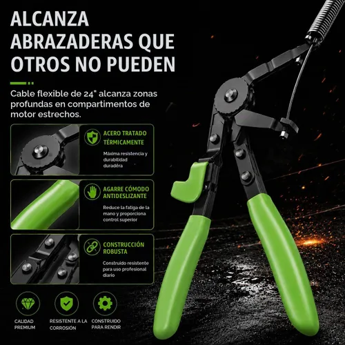 Vista 6 de Juego de alicates de abrazadera de manguera, abrazadera de manguera de largo alcance de alambre flexible, mordaza giratoria tipo R y alicates