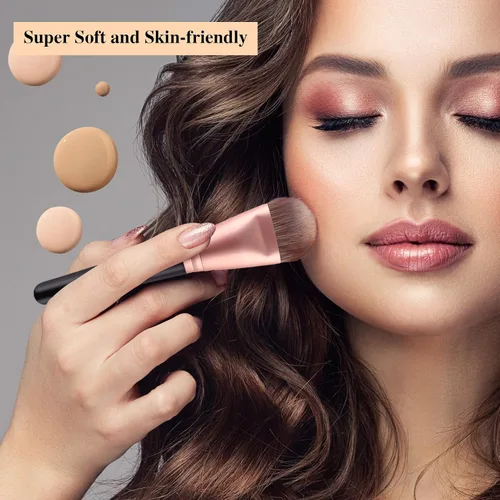 Vista 2 de Juego de 16 brochas de maquillaje sintéticas de alta calidad con brochas de base profesionales, correctores de polvo, sombras de ojos, rubor Negro
