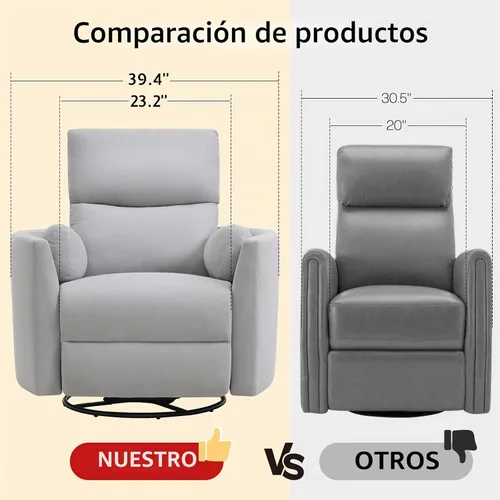 Vista 5 de Jocisland Silla mecedora eléctrica para cuarto de bebé, reclinable Gris claro