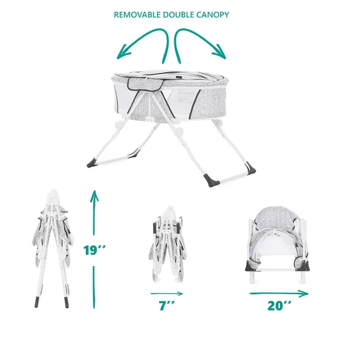 Vista 6 de Dream On Me Karley Plus- Moisés portátil para bebé en gris pálido