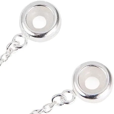 Vista 4 de Abalorio de cadena de seguridad de plata de ley 925 para pulseras de abalorios europeas.