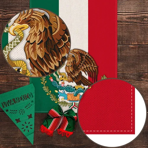 Vista 4 de Pudodo Dia De La Independencia Camino de mesa Viva México, Día de la Independencia, fiesta, cocina, comedor, decoración del hogar (13 x 108 pulgadas)