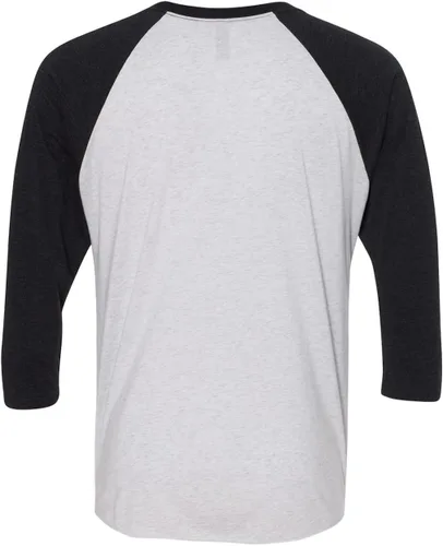 Vista 3 de Next Level Camiseta unisex de tres mezclas 6051, tipo raglán, con manga de tres cuartos.