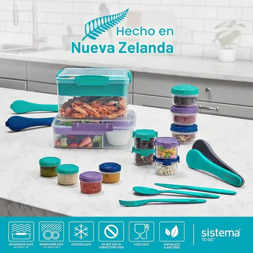 Vista 5 de Sistema To Go Collection Bento Box Cube - Contenedor de plástico para almuerzo y almacenamiento de alimentos, 5.3 tazas, múltiples compartimentos