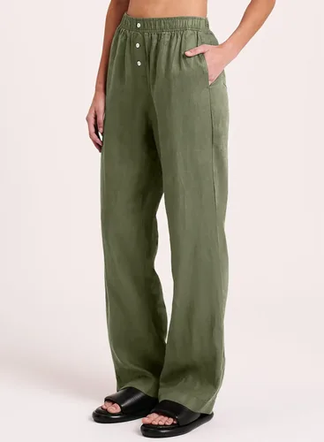Vista 3 de Acelitt Pantalones casuales para mujer, cintura alta, elásticos, pierna ancha, holgados, cómodos