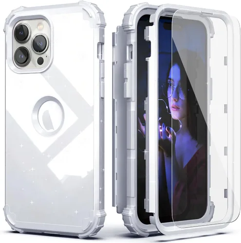 Vista 15 de IDweel Funda para iPhone 14 Pro Max, para iPhone 14 Pro Max con protector de pantalla para mujer, 3 en 1, a prueba de golpes, ajuste delgado, Reloj