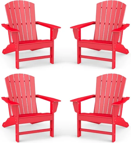 Vista 10 de BRIOPAWS - Set de 2 sillas Adirondack Silla para hoguera Tamaño grande Plástico HDPE Resistente a la intemperie para terraza, piscina al
