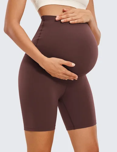 Vista 2 de CRZ YOGA Butterluxe - Pantalones cortos de yoga de maternidad sobre el vientre de 6 pulgadas, pantalones cortos de ciclismo atléticos