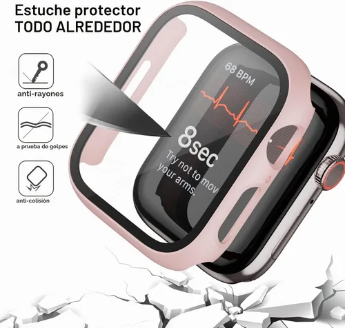 Vista 2 de Paquete de 14 fundas para Apple Watch Series 3 2 1 de 38 mm con protector de pantalla de vidrio templado, funda protectora totalmente rígida