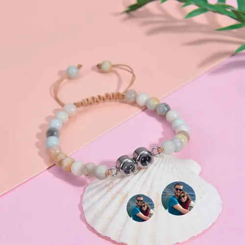 Vista 4 de Custom Bracelet with 2 Picture Inside Personalized Photo Bracelet Memorial Gifts for Couples Women Men Mothers Day Fathers Day Birthday Anniversary