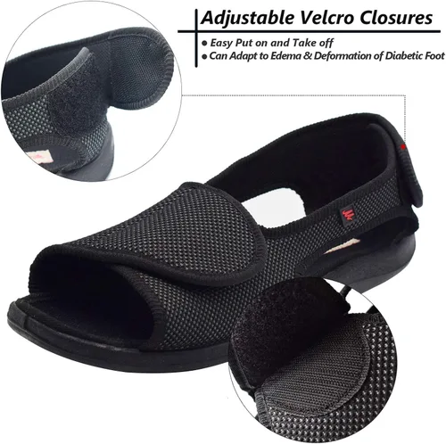 Vista 3 de WLESVAGO Sandalias diabéticas de punta abierta para hombre talla extra ancha para artritis y edema MS6010M