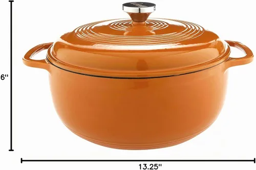 Vista 9 de Lodge - Horno holandés de hierro fundido esmaltado de 6 cuartos de galón con tapa – Asas duales – Apto para horno hasta 500° F o en estufa - Úselo