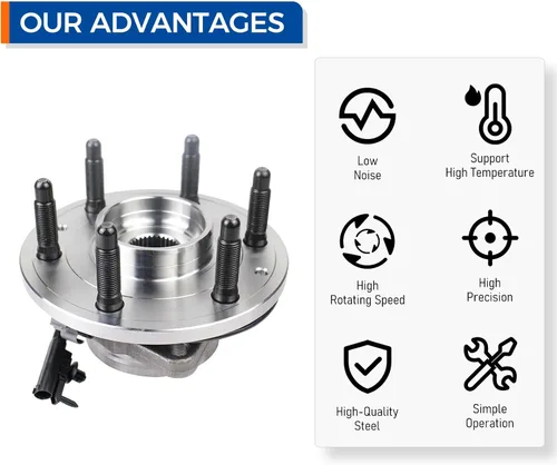 Vista 6 de MACEL 515096 Conjunto de rodamiento de cubo de rueda delantera compatible con Chevy Tahoe, Silverado 1500, Suburban 1500, Avalanche, Cadillac