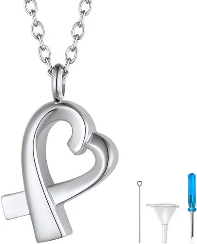 Vista 212 de FindChic Collares personalizados con urna para cenizas, barra vertical, gato, luna, reloj de arena, garra de perro, acero inoxidable, chapado en oro