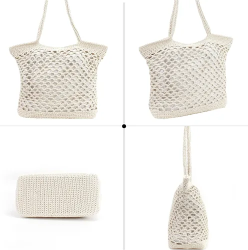 Vista 6 de Goclothod Bolsos de moda Bolso de paja tejido para mujer, bolso de mano de playa de verano