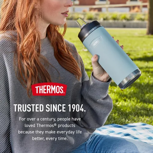 Vista 8 de THERMOS ICON SERIES, botella de agua de acero inoxidable con tapa de pajilla, 32 onzas, Glacier