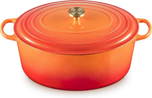 Vista 56 de Le Creuset - Olla holandés redonda con tapa de cocina, hecha de hierro fundido esmaltado, 6.75 cuartos de galón, color alcachofa, colección signature