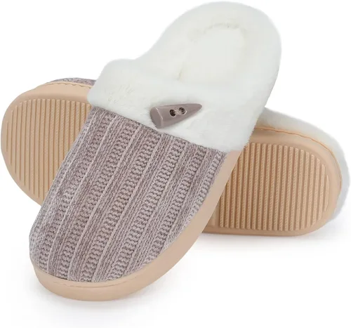 Vista 9 de NineCiFun Pantuflas cómodas de casa para mujer, de espuma viscoelástica, mullidas, para interiores, exteriores, antideslizantes, para el hogar