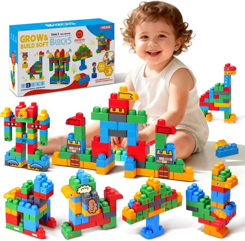 Vista 9 de Juego de 107 bloques de construcción suaves STEM para niños pequeños 107 piezas