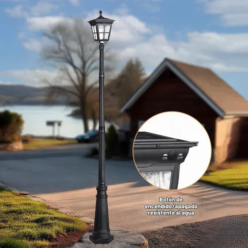 Vista 4 de ST4311AC - Lámpara de poste solar brillante para exteriores del atardecer al amanecer, funciona con energía solar para patio, jardín, terraza