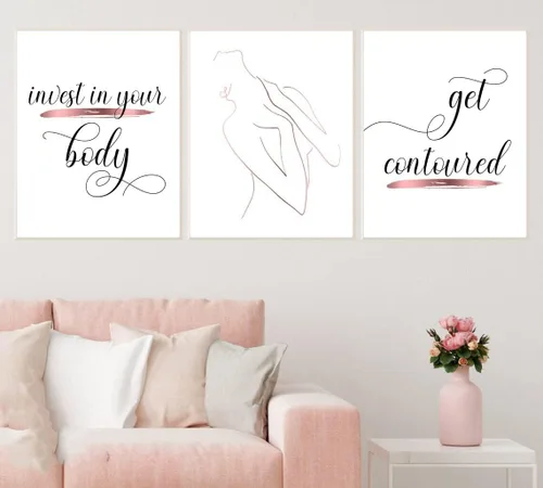 Vista 13 de NATVVA Citas de esteticista lienzo cuadro maquillaje uñas pintura sobre lienzo decoración de pared para sala de estar 3 piezas salón de uñas