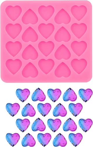 Vista 10 de Juego de 3 piezas de mini molde de silicona brillante, mini corazón/hexágono/círculo para aretes de oreja, molde de resina epoxi para manualidades