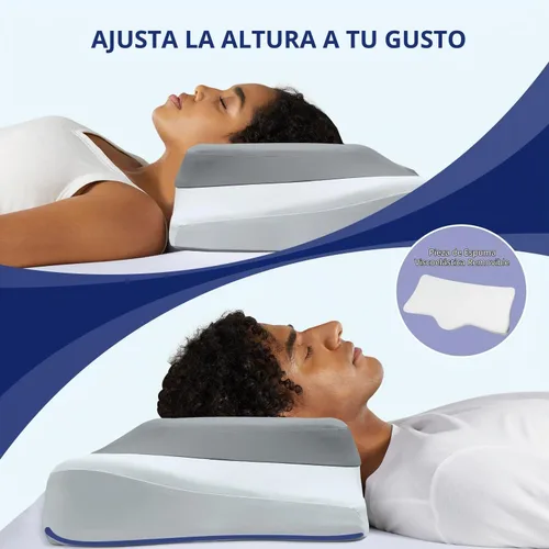 Vista 9 de ABLEGRID Almohada cervical de espuma viscoelástica de doble capa, almohada de gel refrescante de contorno para aliviar el dolor de cuello, hombros