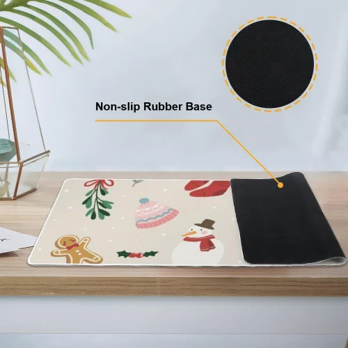 Vista 3 de Vintage Snowman Socks Mouse Pad Large Gaming Desk Mat with Non- Slip Rubber Base Smooth Face Desk Mats On Top of Desks Desktop Mat Accessories Women