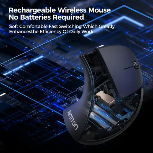 Vista 6 de AVMTOM - Mouse inalámbrico para juegos, mouse recargable para PC con retroiluminación RGB, 6 botones ajustables ergonómicos para laptop, PC