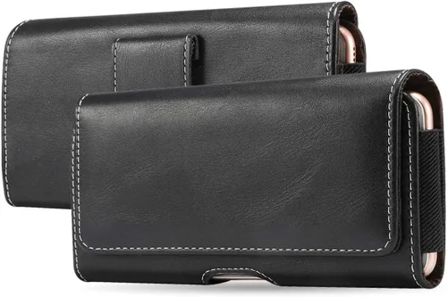 Vista 2 de Funda universal de cuero para iPhone 11 Pro Max, Xs Max, 6s Plus, funda de cuero para Samsung Galaxy Note10, S20 5G, S10+, S9+, S8+, funda Horizontal