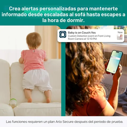 Vista 3 de Arlo Essential - Cámara de seguridad para interiores 2K (3ª generación, lanzamiento 2025) - Alimentación enchufable con cable, reconocimiento