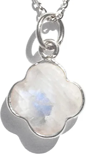 Vista 19 de Genuine Gemstone Necklace, Carved Four Leaf Clover Shape, Amethyst, Moonstone, Amazonite, Tourmaline, Labradorite, 925 Sterling Silver Jewelry