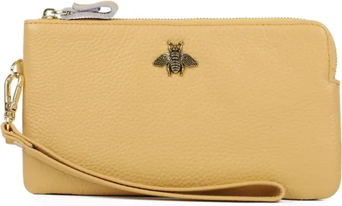 Vista 12 de imeetu Bolso de mano con asa para muñeca de cuero para mujeres, monedero para celular con correa para la muñeca A-manzana verde