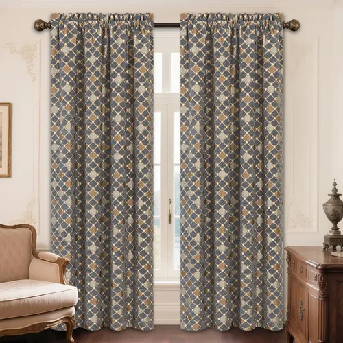 Vista 14 de Loom and Mill - Cortinas de lujo de jacquard para dormitorio, cortinas de damasco beige de 2 paneles con alzapaños, elegante cortina de ventana