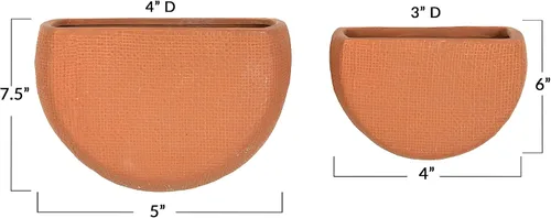 Vista 8 de Main + Mesa Macetas modernas de cerámica bohemia para montaje en pared, color terracota, juego de 2 tamaños