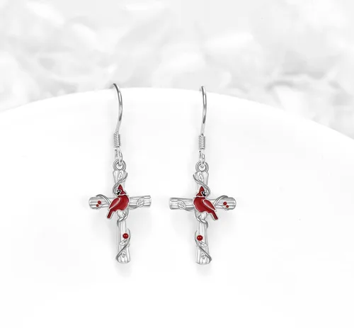 Vista 63 de POPKIMI Bonitos aretes colgantes de animales, joyería de animales, regalos de cumpleaños y Navidad para mujeres, aretes de ópalo de cristal de plata