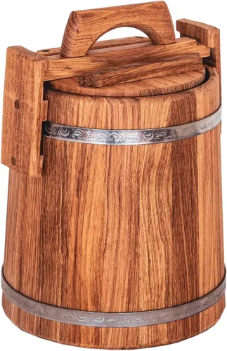 Vista 2 de Cubo de madera para encurtidos y chucrut, vasija de madera para fermentación
