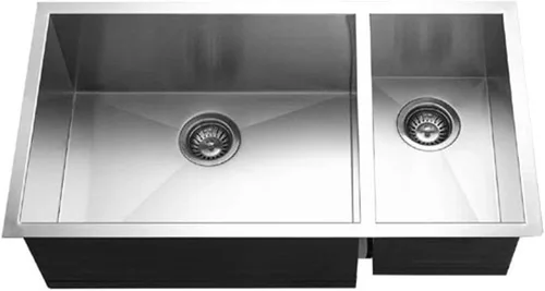 Vista 5 de Houzer CTO-3370SL Contempo - Fregadero de cocina de acero inoxidable de 33 pulgadas, montaje inferior, cuenco de preparación doble izquierdo 70/30
