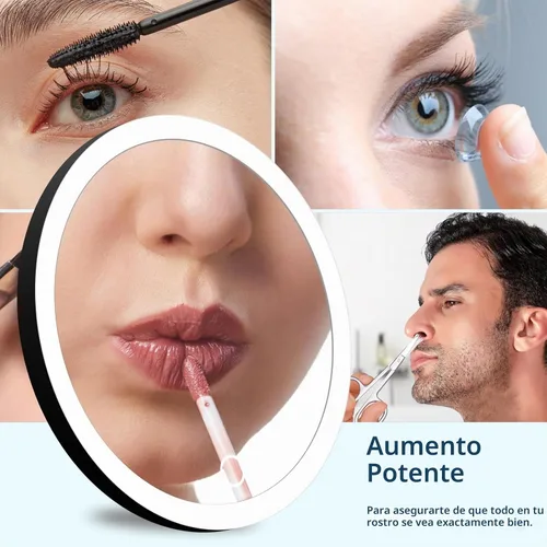 Vista 3 de 20 espejos de aumento iluminados con ventosas, espejo grande de 6 pulgadas con luz de alto aumento, espejo de maquillaje de viaje, batería 20x