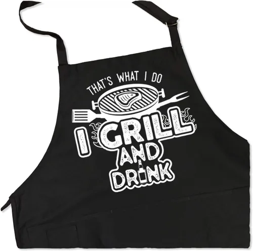 Vista 2 de ApronMen, Delantal ajustable Grill and Drink para hombre, talla única