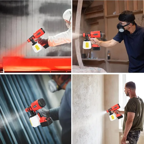 Vista 5 de Pulverizador de Pintura Inalámbrico Compatible con Batería Milwaukee M18, Pistola de Pintura en Aerosol HVLP con 4 Boquillas de Cobre, Motor de Alta
