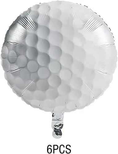 Vista 3 de Suministros de fiesta de cumpleaños de golf, 6 globos de papel de aluminio de golf de 18 pulgadas para decoraciones de fiestas temáticas de golf