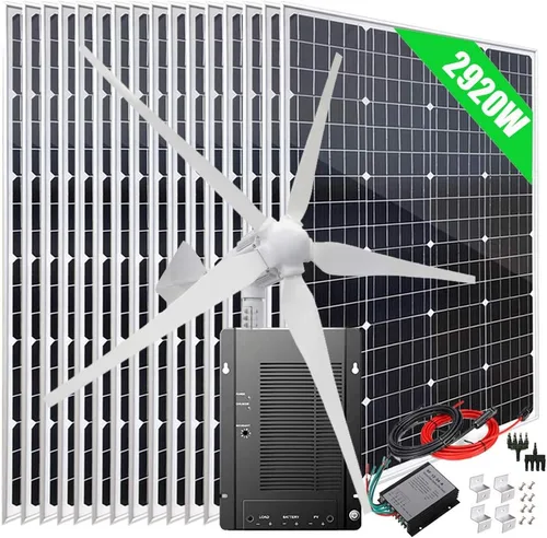 Vista 10 de Kit solar de viento de 2920 W, sistema fuera de la red, cargador de batería de 48 V: 16 paneles solares mono de 120 W + generador de turbina eólica