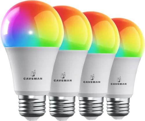 Vista 9 de Caveman Matter & WiFi - Bombilla LED inteligente A19, cambio de color RGBW, blanco cálido y frío sintonizable, 800 lm (equivalente a 60 W) - Alexa