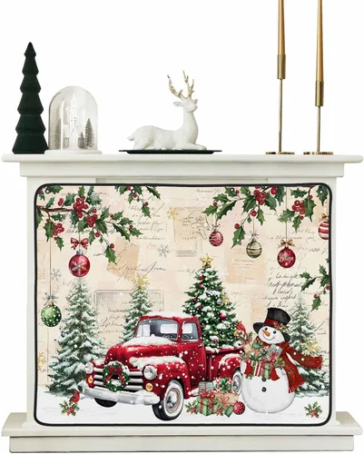 Vista 19 de Cubierta magnética azul para chimenea, detiene la pérdida de calor, pantalla de chimenea para interiores, bolas de gnomos de Navidad, árbol de copo