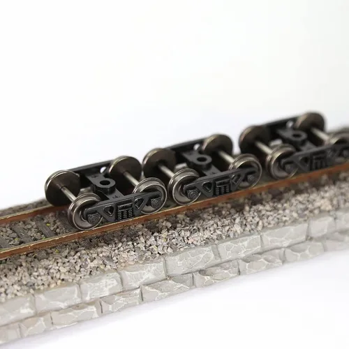 Vista 4 de 4pcs HO Escala 1:87 Camión de rodamiento de rodillos 36" Metal DC Ruedas 3-Springs Bogies HP3387