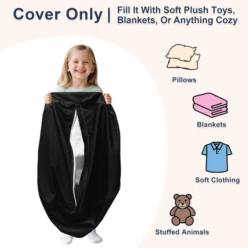 Vista 3 de Lukeight - Puf de almacenamiento de animales de peluche para niños, funda para puf de dinosaurio con cremallera para organizar la habitación