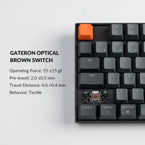 Vista 8 de Keychron Teclado mecánico inalámbrico K8, diseño sin llave, 87 teclas, multitarea, Bluetooth/con cable RGB retroiluminado con interruptor Gateron