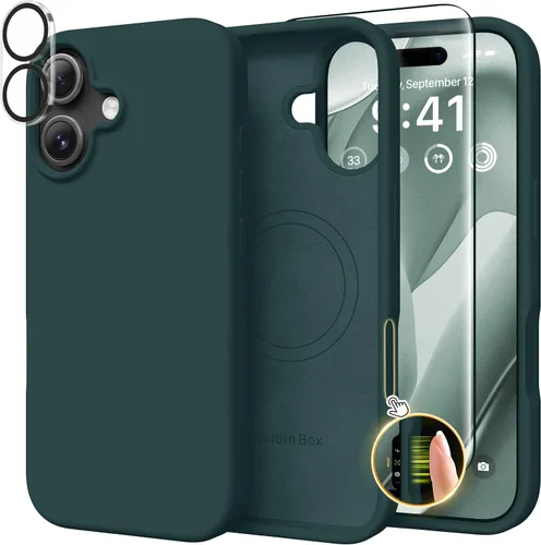 Vista 116 de GolbinBox - Funda magnética para iPhone 17e/16e, funda de silicona, color Verde militar